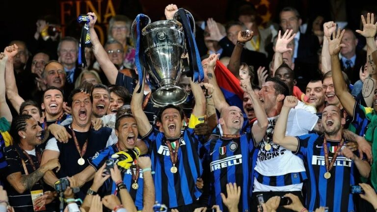 Inter celebrate winning the Champions League in 2010